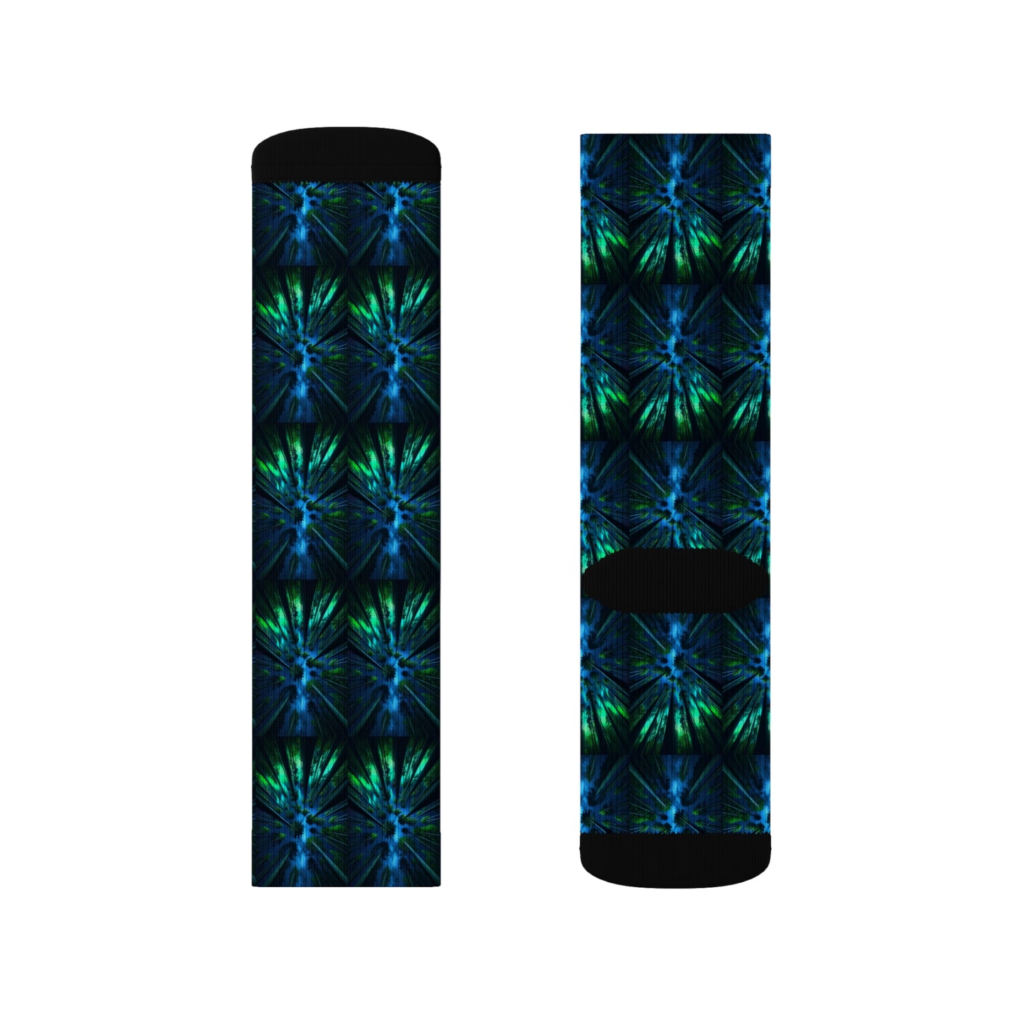 Socks Abstract Forest Print in Blue Teal and Green