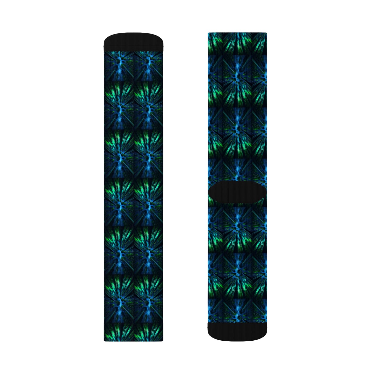 Socks Abstract Forest Print in Blue Teal and Green