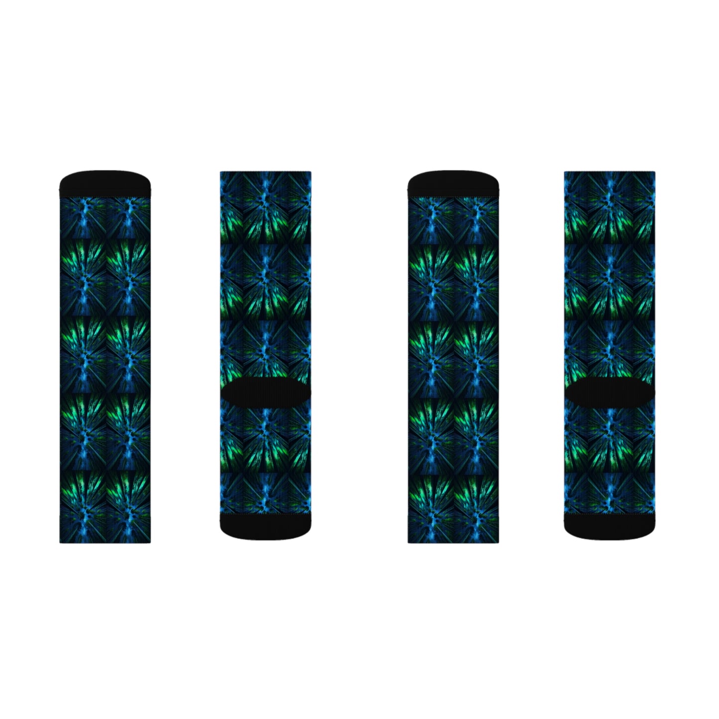 Socks Abstract Forest Print in Blue Teal and Green