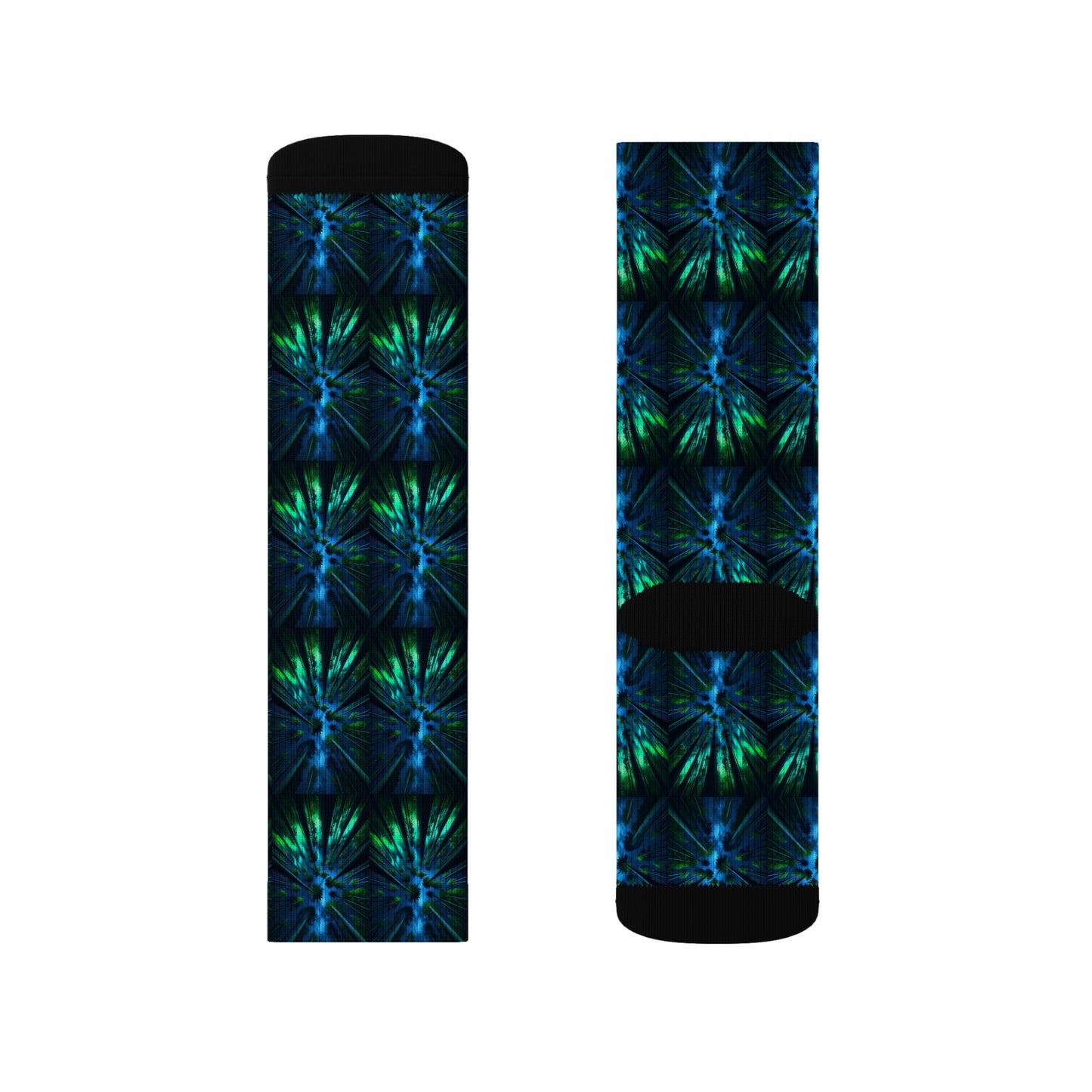 Socks Abstract Forest Print in Blue Teal and Green