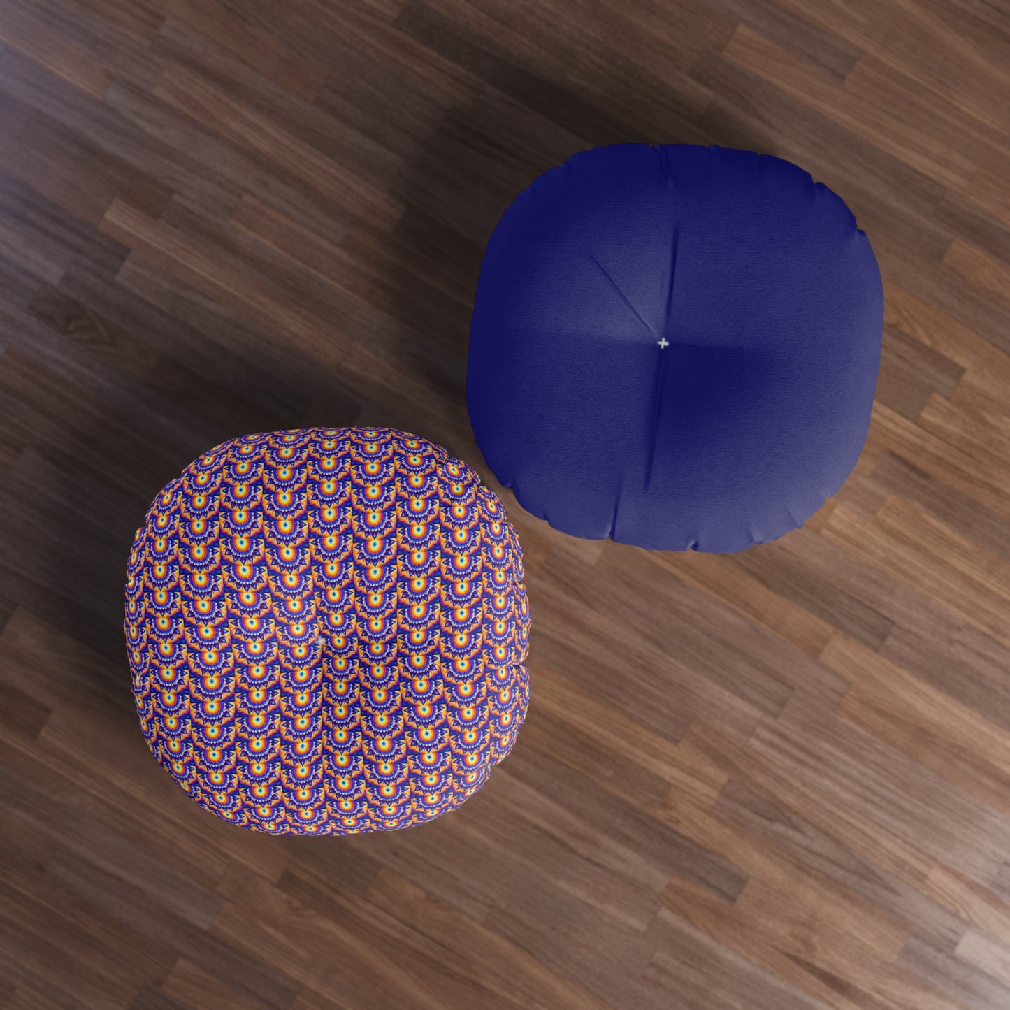 Purple Indigo Yoga Pillow Tufted Floor Pillow, Round Meditation Pillow