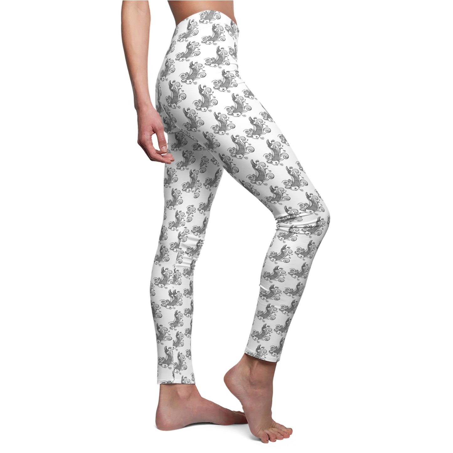 Women's Cut & Sew Casual Leggings (AOP) Koi Fish