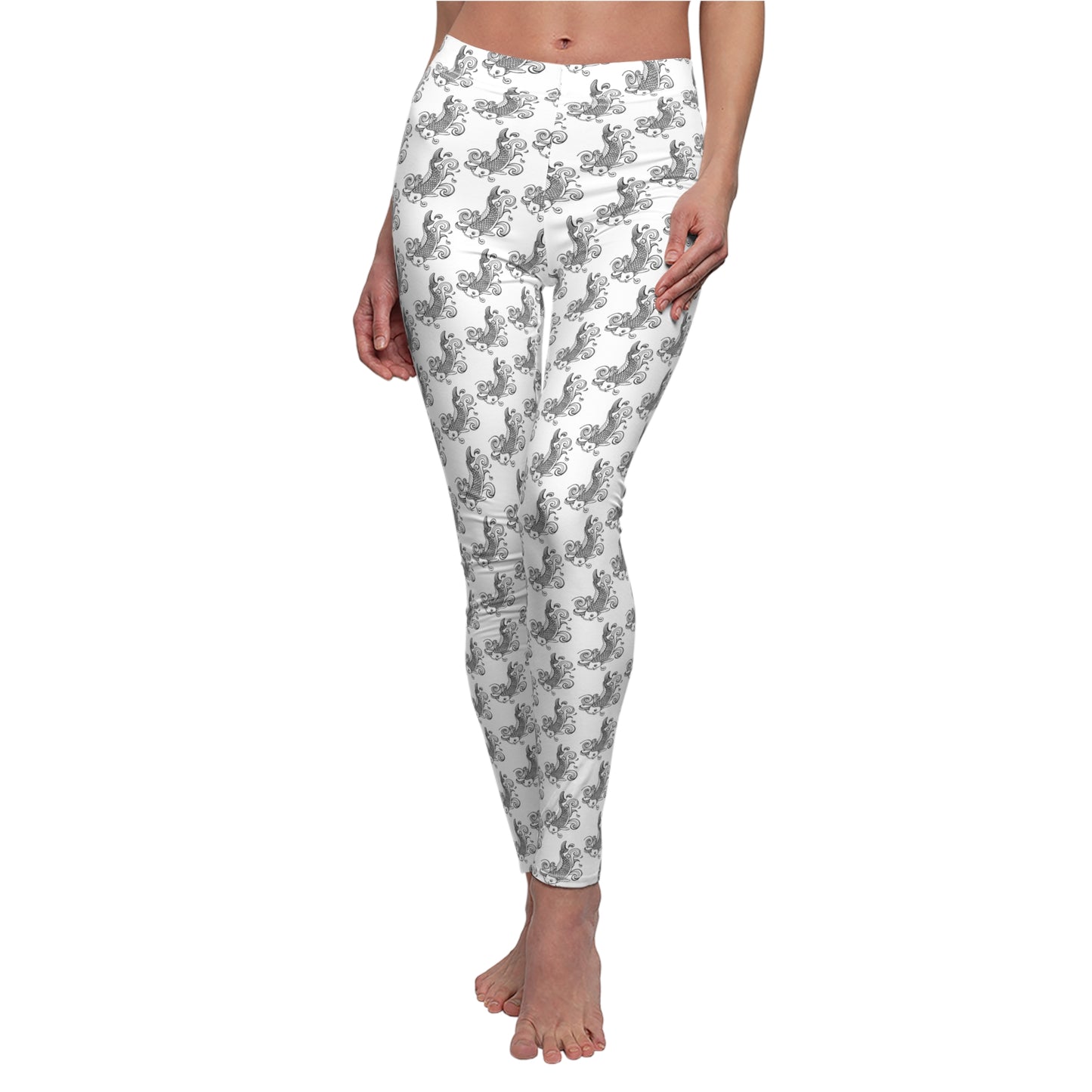 Women's Cut & Sew Casual Leggings (AOP) Koi Fish