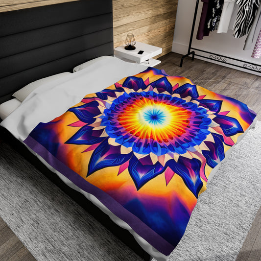 Velveteen Plush Blanket Flower Mandala