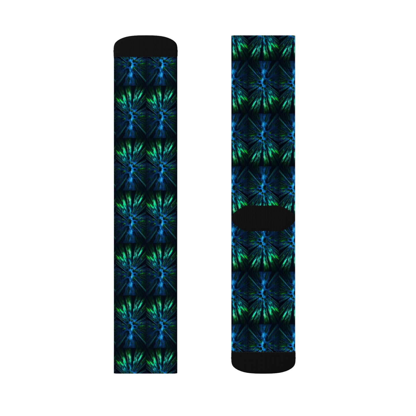 Socks Abstract Forest Print in Blue Teal and Green